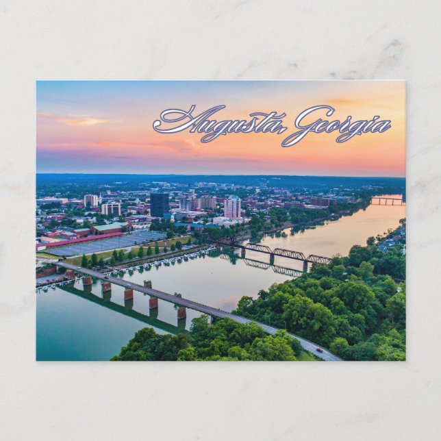 Cartão Postal Augusta, Georgia Centro View at Sunset (Frente)