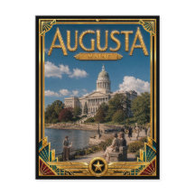 Augusta Maine Arte Deco Antiga Idade Dourada