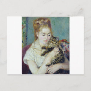 Cartão Postal Auguste Renoir - Mulher Com Um Gato