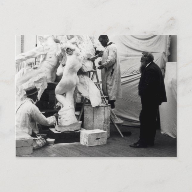 Cartão Postal Auguste Rodin em seu estúdio de Paris (Frente)