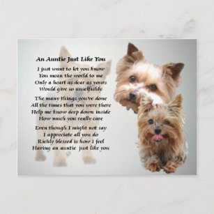 Cartão Postal Auntie Poem - Yorkshire terrier
