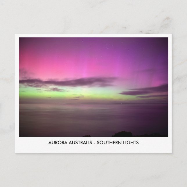 Cartão Postal Aurora Australis - Southern Lights Night Sky (Frente)