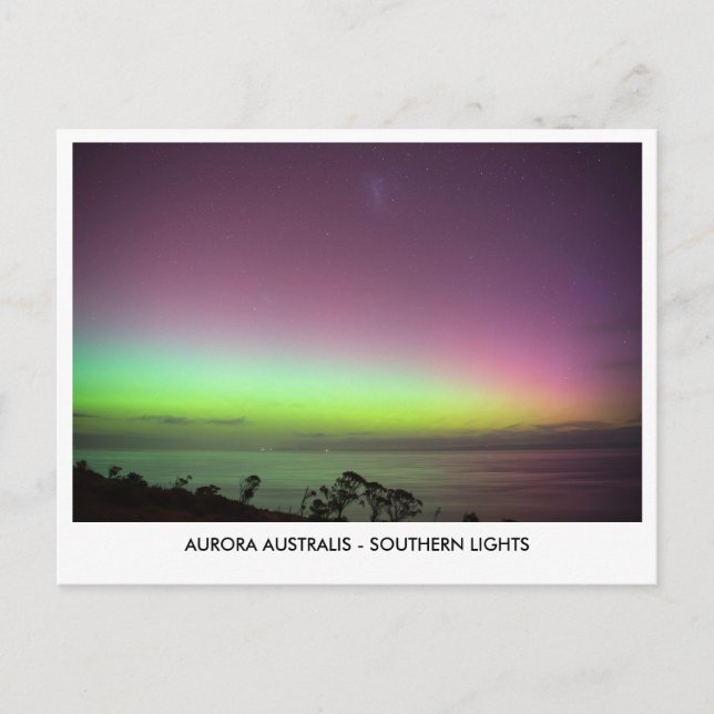 Cartão Postal Aurora Australis - Southern Lights Night Sky (Frente)