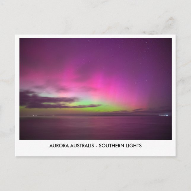 Cartão Postal Aurora Australis - Southern Lights Night Sky (Frente)