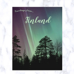 Cartão Postal Aurora Boreal em Someroharju Finlândia