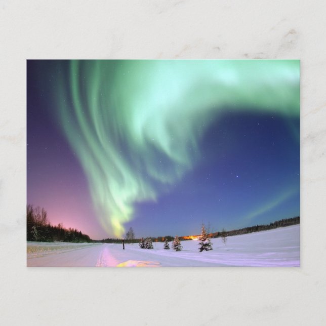 Cartão Postal Aurora Borealis, ou Norte Lights, Alaska (Frente)
