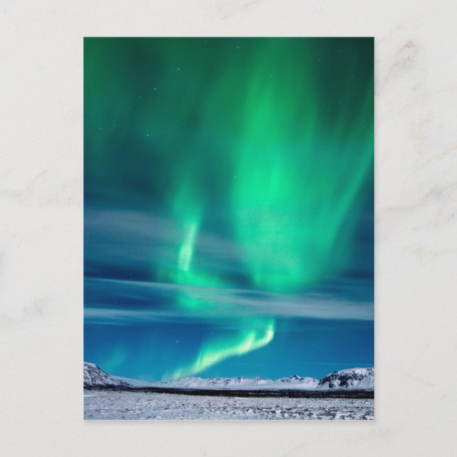 Cartão Postal Aurora Borealis sobre Mosfellsheiði (Frente)