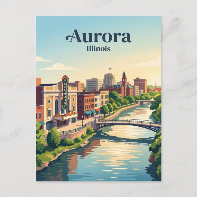 Cartão Postal Aurora, Illinois (Frente)