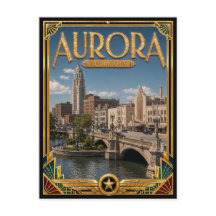 Aurora Illinois Arte Deco Vintage Era Dourada