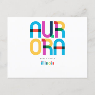 Cartão Postal Aurora Illinois Meados do Século, Arte Pop,