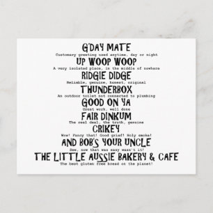 Cartão Postal Aussie Slang
