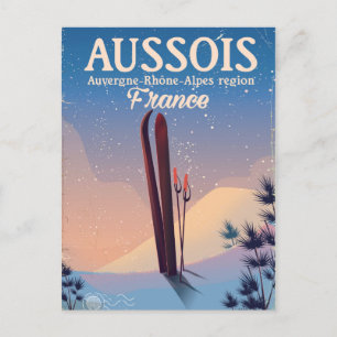 Cartão Postal Aussois Auvergne-Rhône-Alpes France poster de esqu