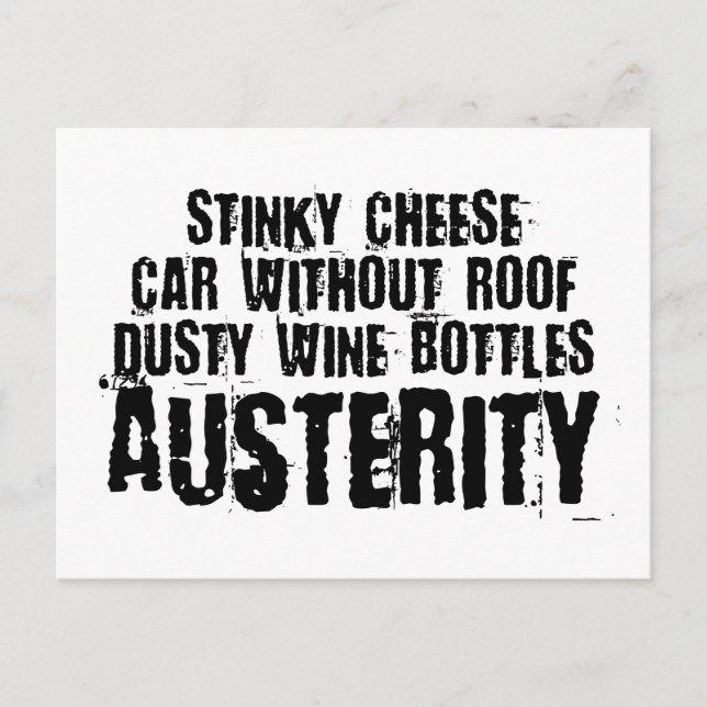 Cartão Postal Austeridade - Estilo de Vida Espartano (Frente)