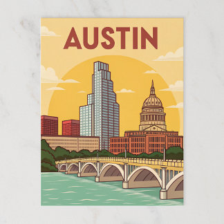 Cartão Postal Austin, Texas: Ilustração da Cidade do Capitólio