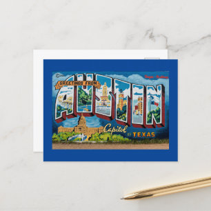 Cartão Postal Austin, Texas Saudações (Quadro Azul)