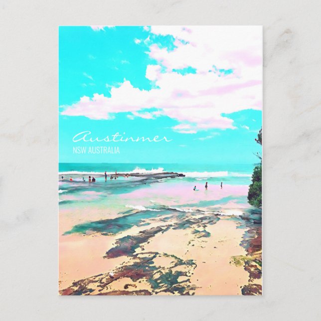 Cartão Postal Austinmer Beach, costa sul da NSW (Frente)