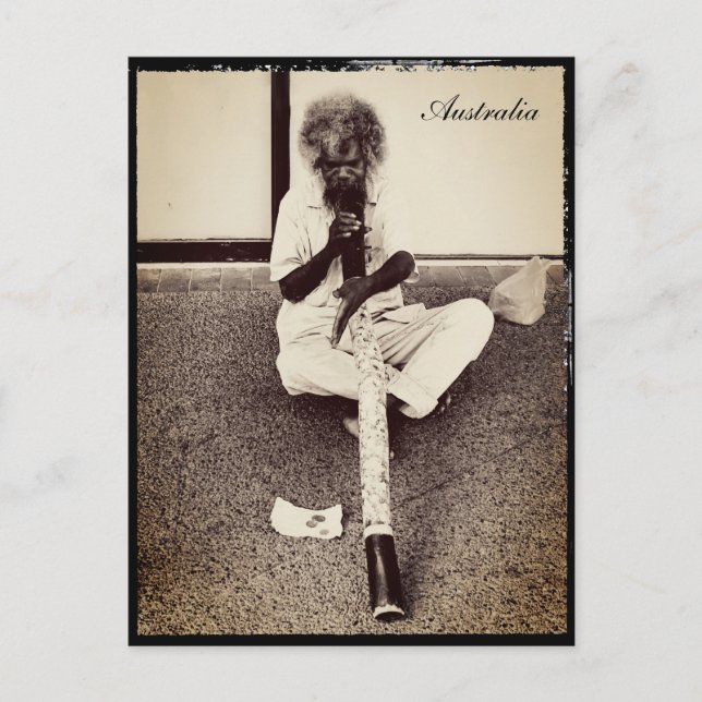 Cartão Postal Austrália, Aboriginal + Didgeridoo (Frente)