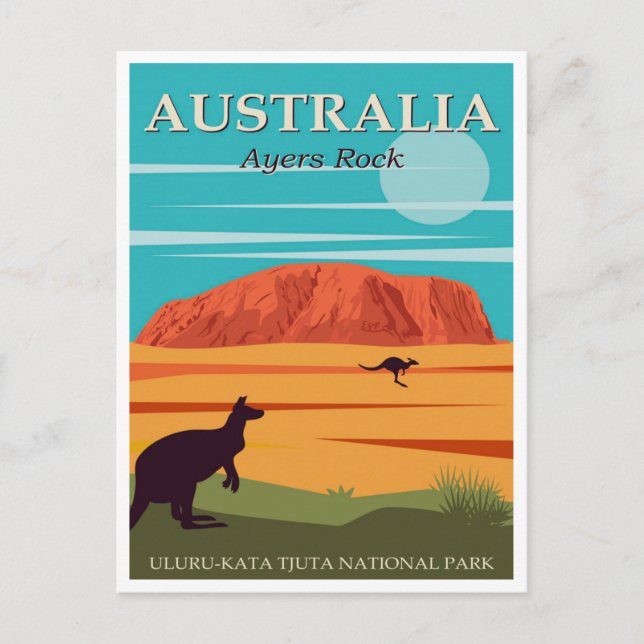 Cartão Postal Austrália Ayers Rock, Uluru-Kata Tjuta Nacional (Frente)