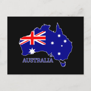 Cartão Postal Austrália Bandeira Australiana Mapa Viagem