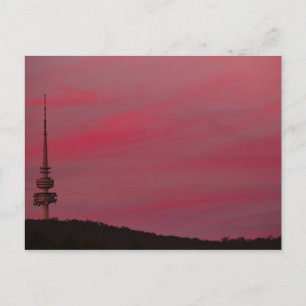 Cartão Postal Austrália - Canberra - Torre Telstra - Céu Rosa