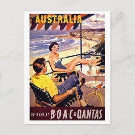 Cartão Postal Austrália, casal aproveita no terraço, viagem vint