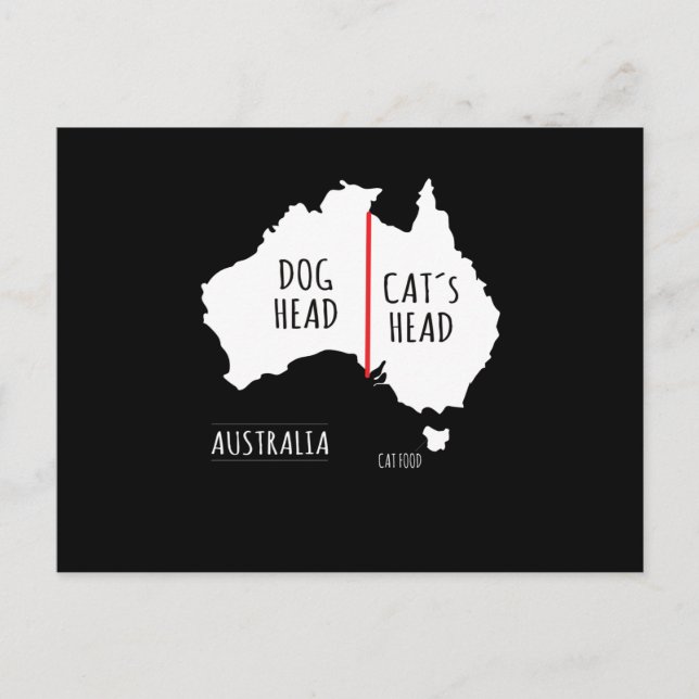 Cartão Postal Australia Dog Head Cat's Head (Frente)