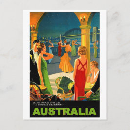 Cartão Postal Austrália, festa romântica à noite, viagem vintage