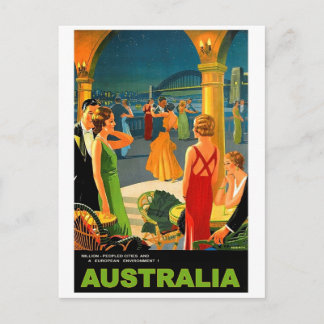 Cartão Postal Austrália, festa romântica à noite, viagem vintage