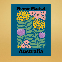 Cartão Postal Australia Flower Market Golden Wattle Pink Blossom