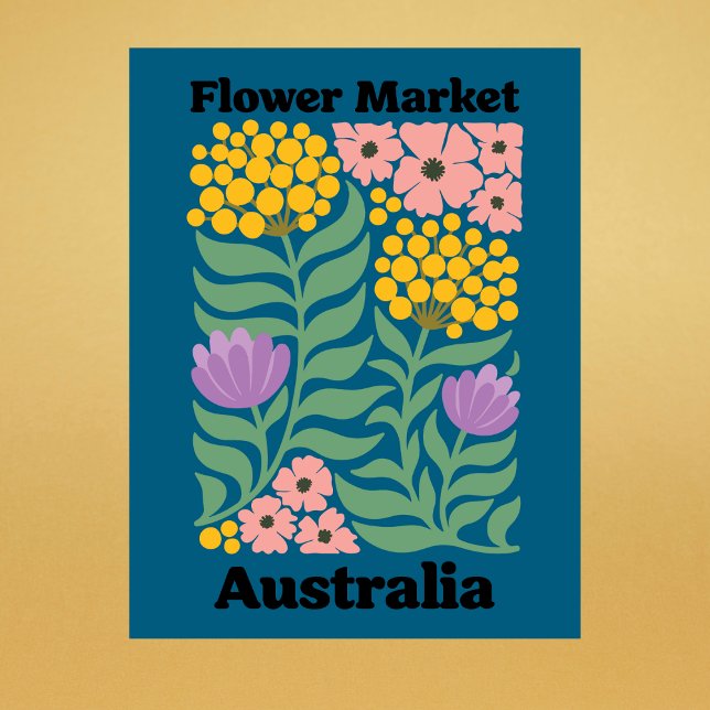 Cartão Postal Australia Flower Market Golden Wattle Pink Blossom (Australia Flower Market Golden Wattle Pink Blossom Postcard
)