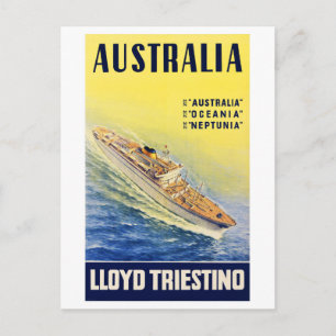 Cartão Postal Austrália Lloyd Triestino - Poster vintage Restaur