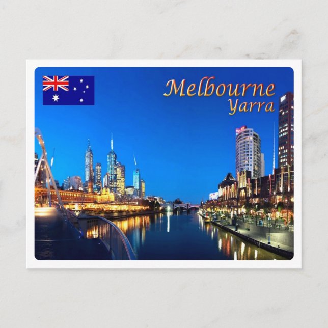 Cartão Postal Austrália - Melbourne - Yarra Twilight (Frente)