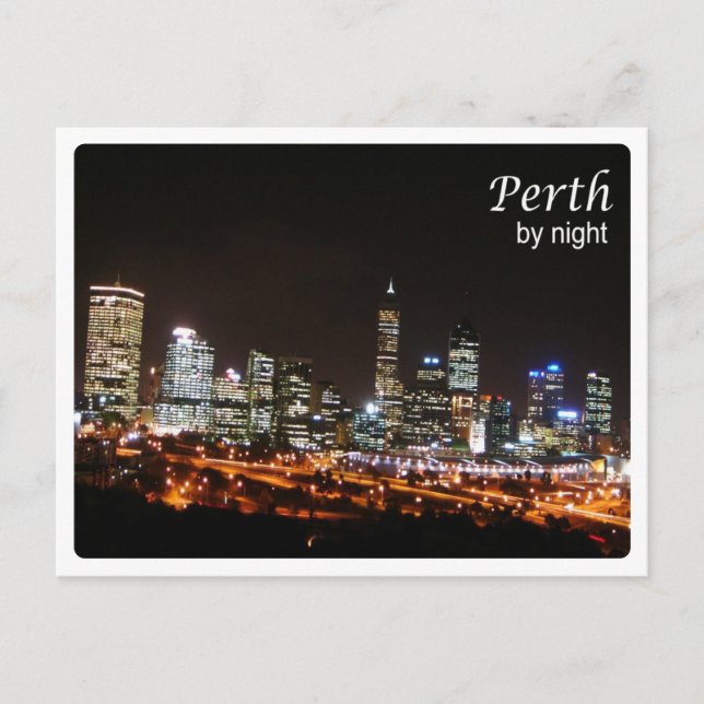 Cartão Postal Austrália - Perth - By Night - (Frente)