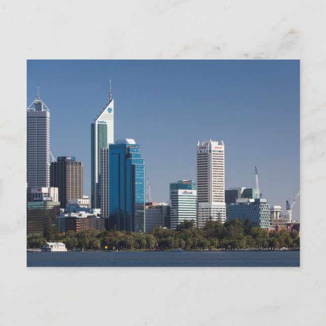 Cartão Postal Austrália, Perth, panorama da cidade a partir do r (Frente)