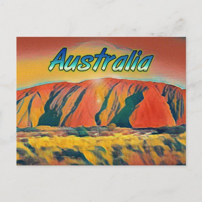 Cartão Postal Austrália Uluru Ayers Rock surreal (Frente)