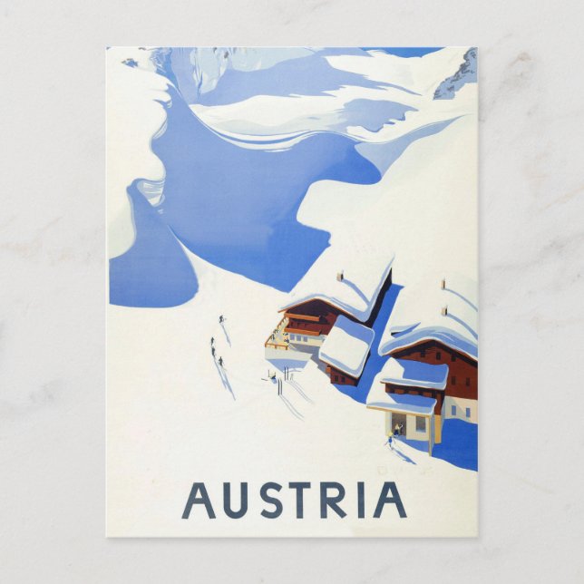 Cartão Postal Áustria, esqui, casa de campo nas montanhas no (Frente)