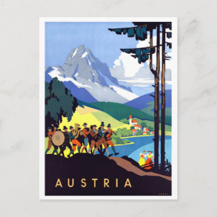 Cartão Postal Áustria, férias nos Alpes, Vintage