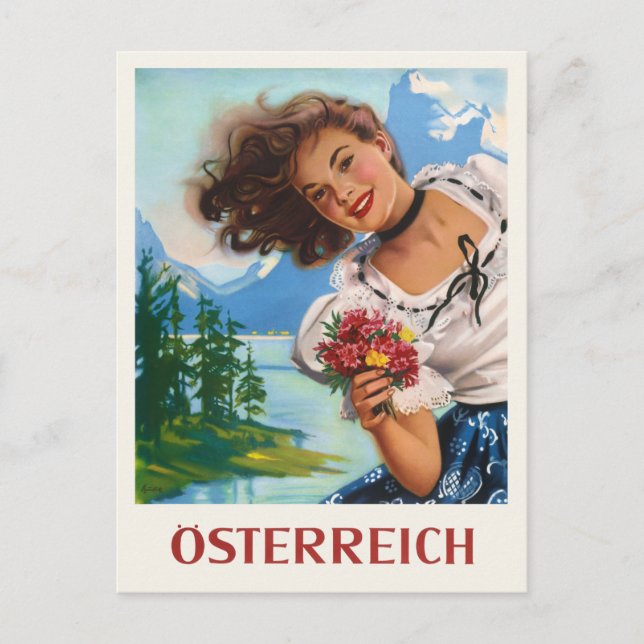 Cartão Postal Austria Vintage Poster (Frente)