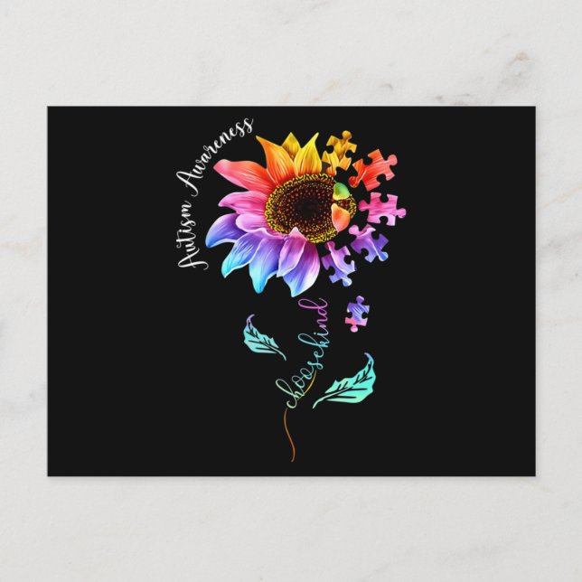 Cartão Postal Autismo Admissão de Consciência Mulheres Mãe Profe (Frente)