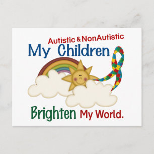 Cartão Postal Autismo BRIGHTENS MEU MUNDO 1 Crianças 2