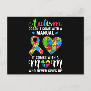 Cartão Postal Autismo de aspas inspiradoras Mamãe Camisa Autismo