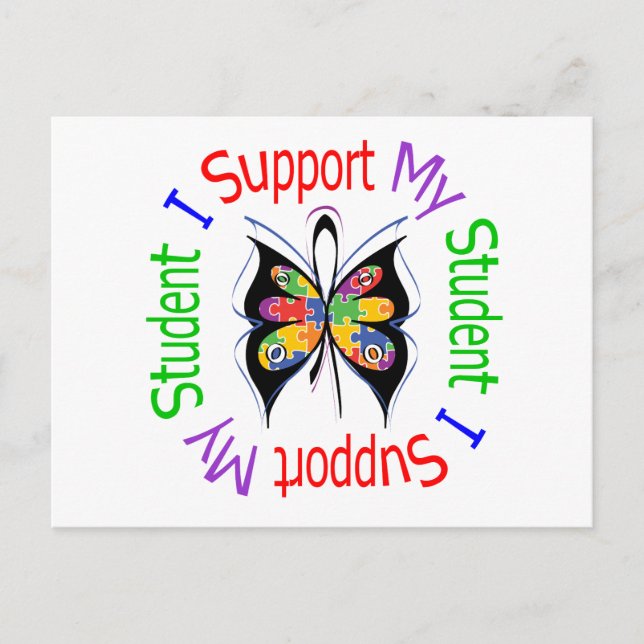 Cartão Postal Autismo Eu Apoio Meu Estudante (Frente)
