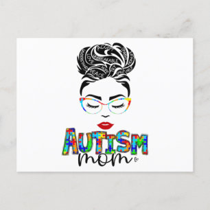 Cartão Postal autismo mãe filho bagunçado noz de abril e maioria
