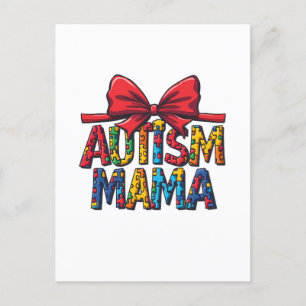 Cartão Postal Autismo Mama Arco Coquette Mãe Autismo Consciência