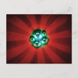 Cartão Postal Auto-falantes de música e queimadura de sol vermel