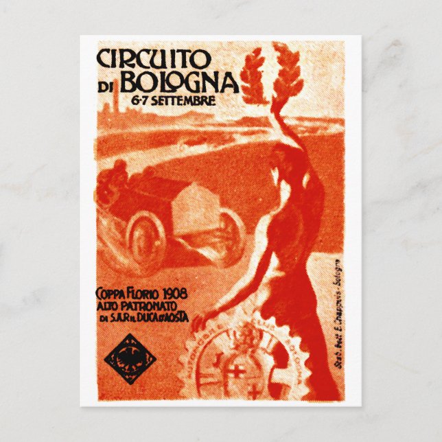 Cartão Postal Auto Racing Italiano 1908 (Frente)