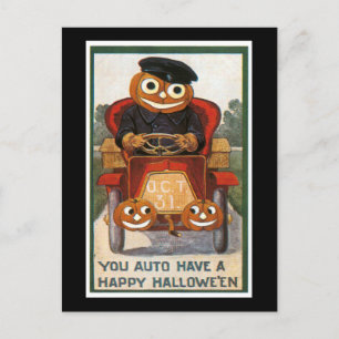 Cartão Postal Auto tenha um feliz Dia das Bruxas