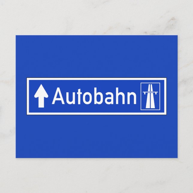 Cartão Postal Autobahn, Sinal de Tráfego, Alemanha (Frente)