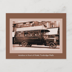 Cartão Postal Autocarro antigo em frente ao Hotel, Tunbridge Wel