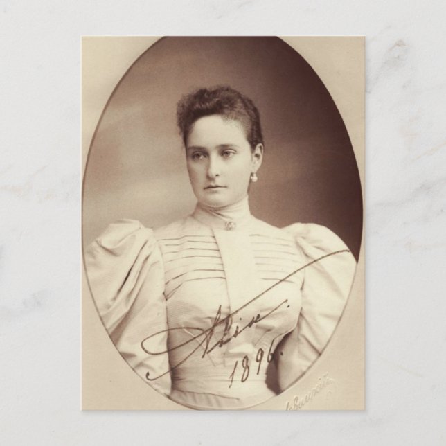 Cartão Postal AUTÓGRAFO Tsarina da Rússia Romanov Alix Hesse (Frente)